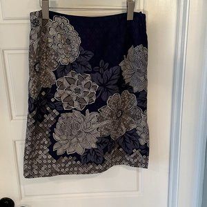 Talbots navy cotton silk pencil skirt size 8